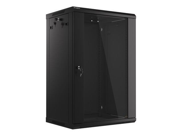 ARMARIO RACK 19" MURAL 18U/600X450 (PAQUETE PLANO) CON PUERTA DE CRISTAL NEGRO LANBERG V2