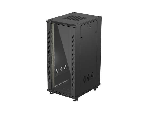 ARMARIO RACK 19" INDEPENDIENTE 27U/600X800 (FLAT PACK) CON PUERTA DE CRISTAL NEGRO LANBERG