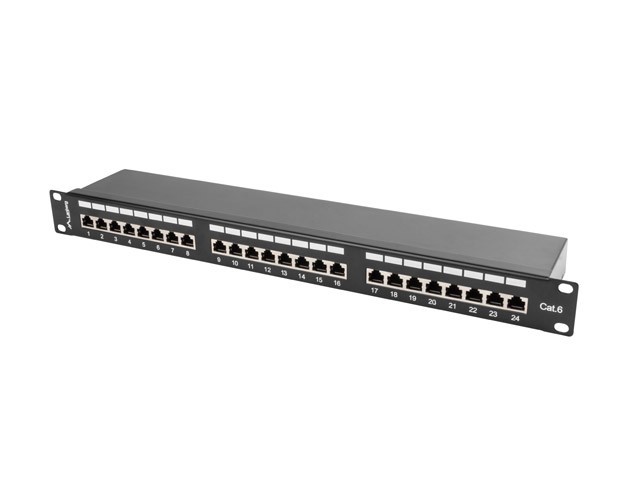 PANEL DE CONEXIONES 24 PUERTOS 1U 19" CAT.6 FTP APANTALLADO NEGRO LANBERG