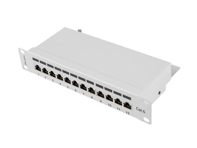 PANEL DE CONEXIONES 12PUERTOS 1U 10" CAT.6 FTP APANTALLADO GRIS LANBERG