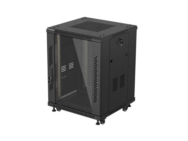 RACK DE INSTALACIÓN 19" 15U 600X600 NEGRO PUERTA DE CRISTAL LANBERG (PAQUETE PLANO)