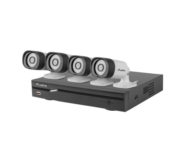 SURVEILLANCE KIT NVR POE 8 CHANNELS + 4 CAMERAS 5MP WITH ACCESSORIES LANBERG V2