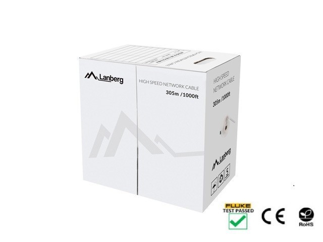 CABLE LAN CAT.5E UTP 305M SOLID CU NEGRO FLUKE LANBERG