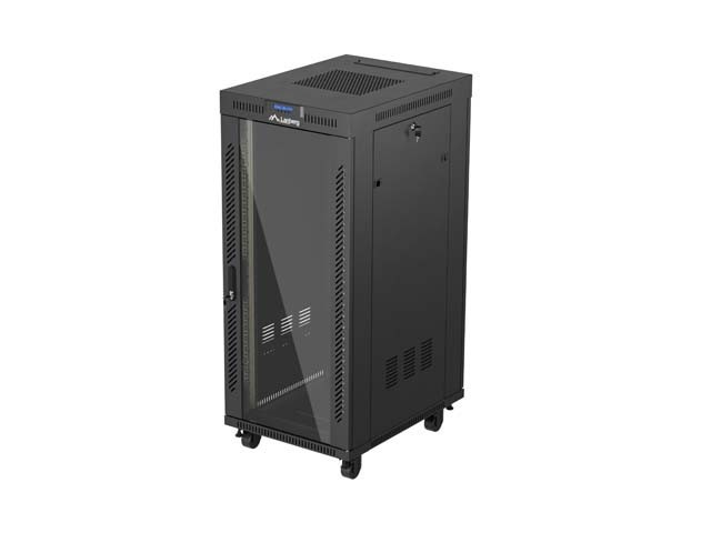ARMARIO RACK 19" INDEPENDIENTE 27U/600X800 (FLAT PACK) CON PUERTA DE CRISTAL LCD NEGRO LANBERG V2