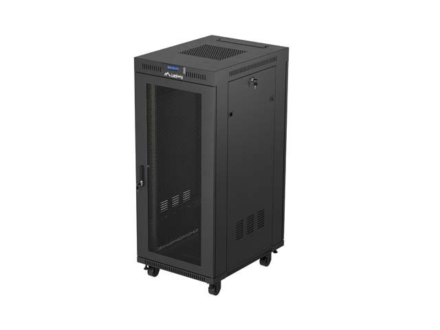 ARMARIO RACK 19" INDEPENDIENTE 27U/600X800 (FLAT PACK) CON PUERTA DE REJILLA LCD NEGRO LANBERG V2