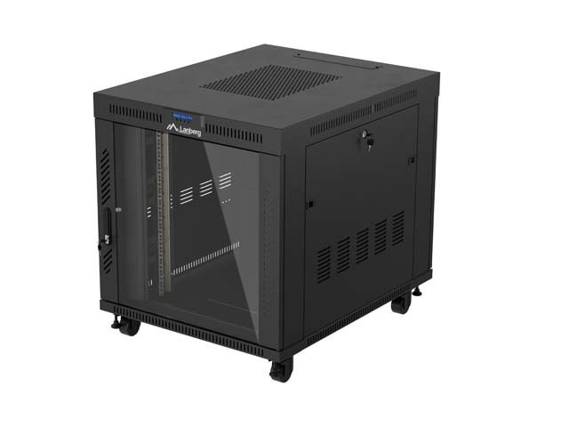 ARMARIO RACK 19" INDEPENDIENTE 15U/800X1000 (PAQUETE PLANO) CON PUERTA DE CRISTAL LCD NEGRO LANBERG V2