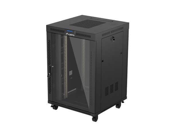ARMARIO RACK 19" INDEPENDIENTE 22U/800X800 (PAQUETE PLANO) CON PUERTA DE CRISTAL LCD NEGRO LANBERG V2