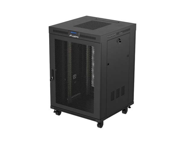 ARMARIO RACK 19" AUTOPORTANTE 22U/800X800 (FLAT PACK) NEGRO CON PUERTA DE CRISTAL LCD LANBERG V2
