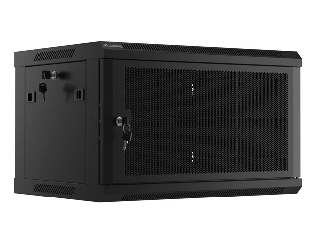 ARMARIO RACK 19" MURAL 6U/600X450 CON PUERTA PERFORADA NEGRO LANBERG (PAQUETE PLANO)