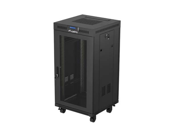 ARMARIO RACK 19" AUTOPORTANTE 22U/600X600 (FLAT PACK) CON PUERTA DE REJILLA LCD NEGRO LANBERG V2