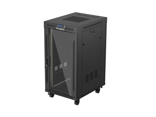 RACK DE INSTALACIÓN 19" 22U 600X800 NEGRO LANBERG PUERTA DE CRISTAL (PAQUETE PLANO) V2