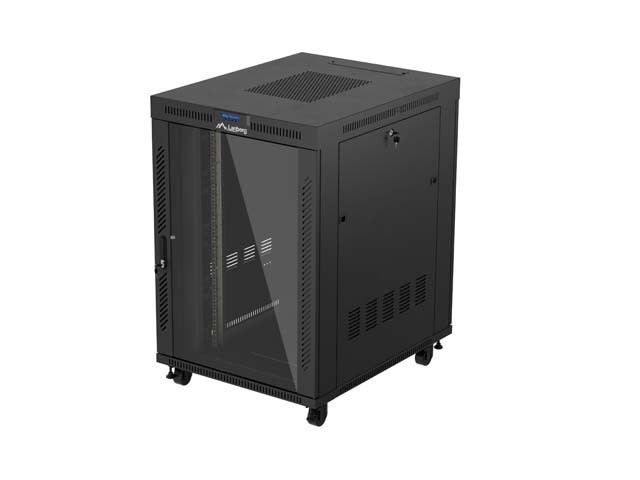 ARMARIO DE INSTALACIÓN EN RACK 19" 22U 800X1000 NEGRO PUERTA DE CRISTAL LCD LANBERG (PAQUETE PLANO) V2