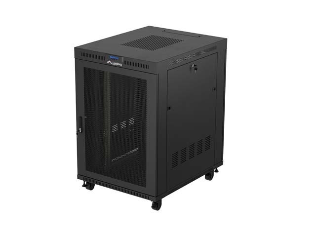 ARMARIO RACK 19" AUTOPORTANTE 22U/800X1000 (FLAT PACK) CON PUERTA DE REJILLA LCD NEGRO LANBERG V2