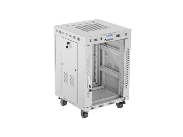 INSTALACIÓN RACK 19" 15U 600X600 GRIS PUERTA CRISTAL LCD LANBERG (FLAT PACK) V2