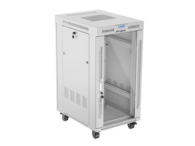 RACK DE INSTALACIÓN 19" 22U 600X800 GRIS PUERTA DE CRISTAL LCD LANBERG (PAQUETE PLANO) V2