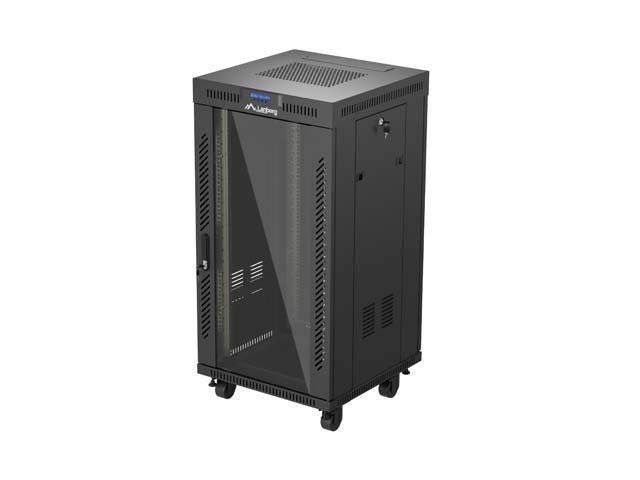 RACK DE INSTALACIÓN 19" 22U 600X600 NEGRO LANBERG PUERTA DE CRISTAL (PAQUETE PLANO) V2