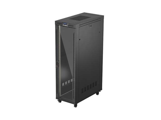 RACK DE INSTALACIÓN 19" 42U 600X1200 NEGRO PUERTA DE CRISTAL LCD LANBERG (PAQUETE PLANO) V2