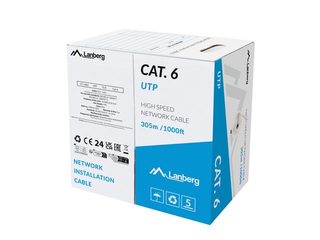LAN UTP CAT.6 305M CABLE CCA GRIS FLUKE PASADO LANBERG