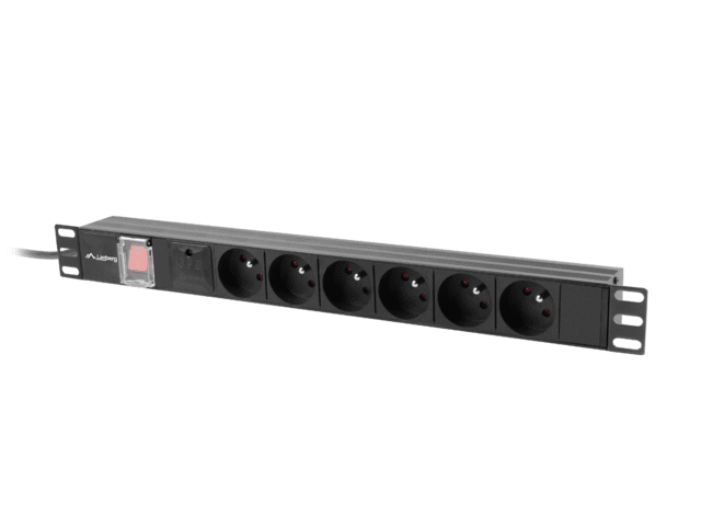 REGLETA RACK PDU 19" LANBERG 1U 10A 6X 230V PL 2M NEGRO C14