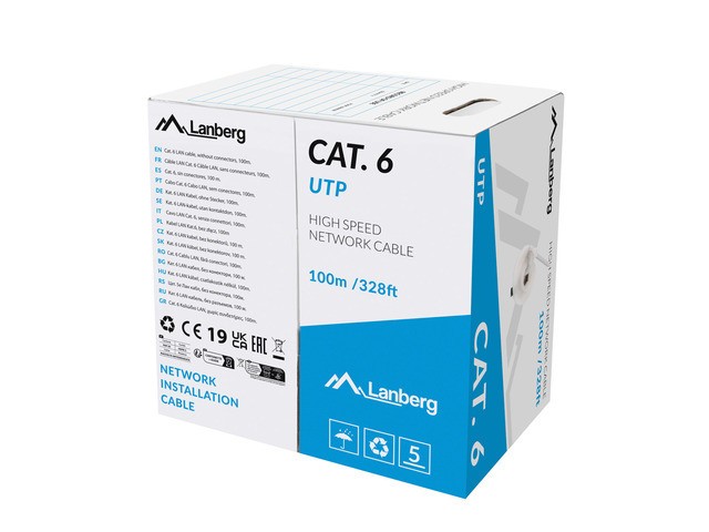 LAN UTP CAT.6 100M CU CABLE GRIS CPR + FLUKE APROBADO LANBERG