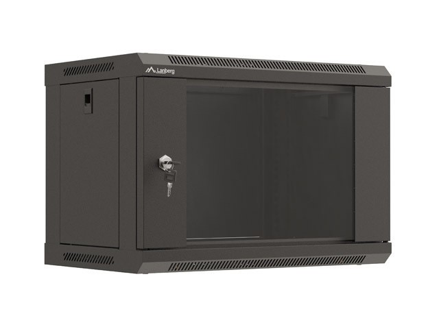 RACK DE INSTALACIÓN 19" 6U 540X350 NEGRO PUERTA DE CRISTAL LANBERG (PAQUETE PLANO)