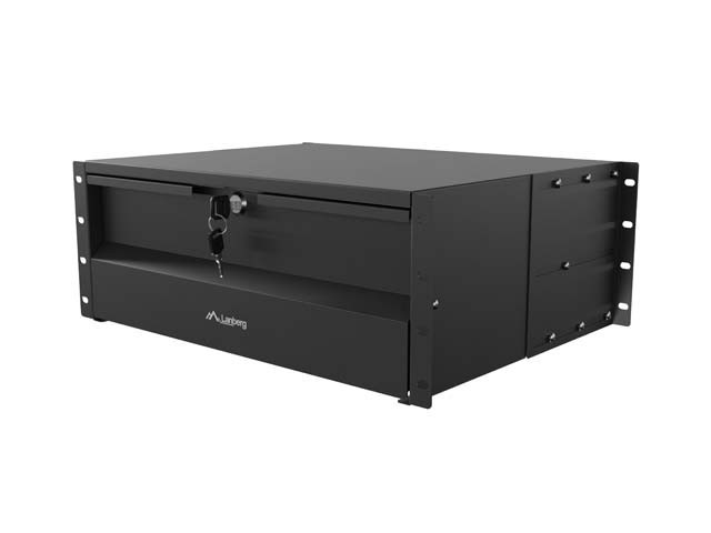 CAJÓN DE 19" 4U/483 X 360 MM. CAPACIDAD MÁXIMA DE CARGA DE HASTA 90 KG. MONTAJE DE 4 PUNTOS. NEGRO. LANBERG